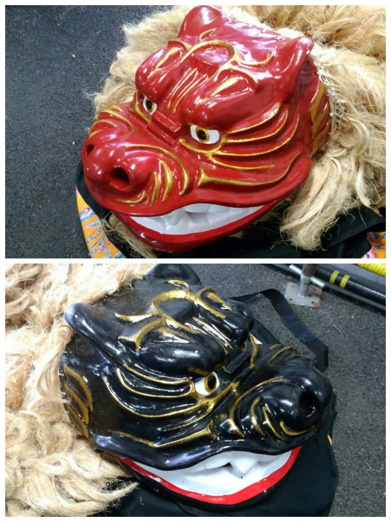 昇龍祭太鼓の石垣獅子(赤＆黒)